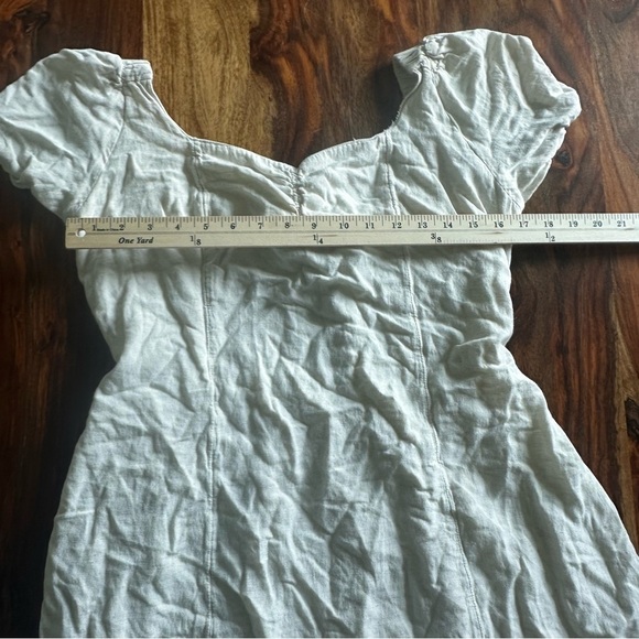 Japna Linen Blend Mini Dress Open Tie Back size Large Cottage Natural - Picture 6 of 7